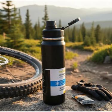 Imagem de Garrafa Térmica 800ml Aço Inox Antivazamento Isolada a Vácuo para Academia, Corrida, Esportes, Trabalho e Viagem | Mantém Bebidas Geladas ou Quentes | Resistente, Portátil, Reutilizável (Preta)