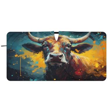 Imagem de CEBUGI Para-brisa de carro dobrável para-sol de vaca persianas de janela de carro guarda-chuva para-brisa frontal para-sol para acessórios de carro legal bloqueador solar refletivo de carro, M