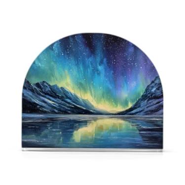 Imagem de CEBUGI Porta-guardanapos para mesas porta-guardanapos de acrílico Aurora Boreal Porta-guardanapos de papel para decoração de cozinha e festa de jantar