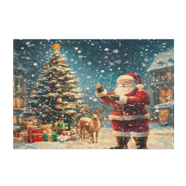 Imagem de Burbuja Tapete de banho Christmas Town, tapete de banheiro absorvente extra macio com suporte antiderrapante para banheiro, banheira, chuveiro, 40 x 61 cm