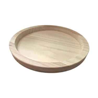 Imagem de Generic Prato redondo de madeira para jantar, bandeja decorativa redonda, prato de sobremesa para mesa de centro, porta-legumes, saboneteira ou perfume, C