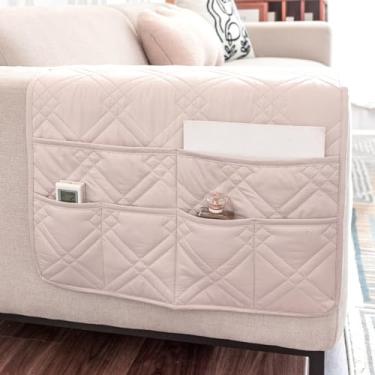 Imagem de Organizador de apoio de braço para sofá com 6 bolsos, suporte de controle remoto, suporte de 89 x 48 cm, organizador de revistas, suporte de poltrona antiderrapante, bolsos grossos para controle de TV