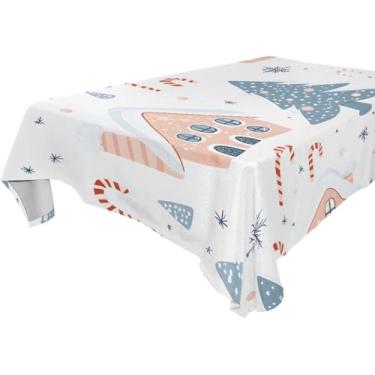 Imagem de YETTASBIN Toalha de mesa quadrada para casas de gengibre de Natal, impermeável, resistente a manchas, lavável de poliéster para piquenique, jantar, férias, cozinha, festa, decoração, 137 x 137 cm