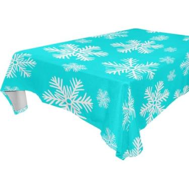 Imagem de Burbuja Toalha de mesa de flocos de neve, toalha de mesa quadrada anti-rugas grossa para decoração de jantar, cozinha, festa, 152 x 152 cm