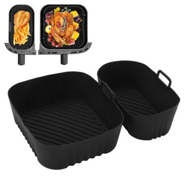 Imagem de Forro de silicone Air Fryer para fritadeira a ar Philips série 3000 6L/3L, pacote com 2, acessórios reutilizáveis para Philips 9L 2 gavetas NA350/00