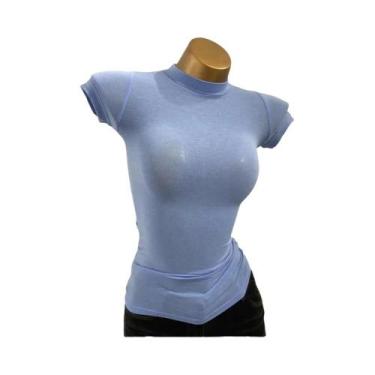 Imagem de Camiseta Feminina Slim-fit De Gola Alta Transparente Com Manga Curta S