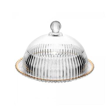 Imagem de Queijeira De Cristal Com Tampa E Fio De Ouro Império - Wolff