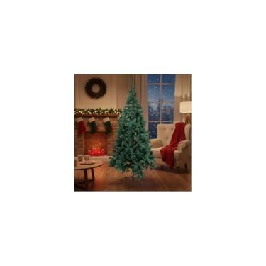 Imagem de Árvore de Natal Tradicional, Verde, PVC e Ferro, 2,40m x 1,2m, 1400 Galhos, Base Retrátil, Decoração Natalina para Casa e Escritório
