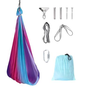 Imagem de Balanço sensorial – Balanço terapêutico de camada dupla de 139 cm x 149 cm para autismo, TDAH e necessidades sensoriais, efeito calmante de abraço, rotação de 360°, uso interno/externo, suporta até