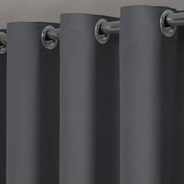 Imagem de Cortina escura para bloqueio solar, com ilhoses cinzas e protecao, grande, moderna