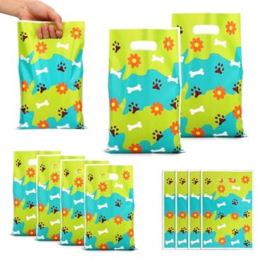Imagem de 50 Sacos de Oferta com Tema Cão, 25x16,5cm Sacos Plásticos com Alças Artigos para Festa Temática Cão para Festa de Aniversário Infantil
