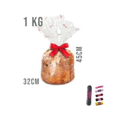 Imagem de Kit Saco Panetone 14x23cm 100g Com 10 Unidades E Fita Cetim 30mm