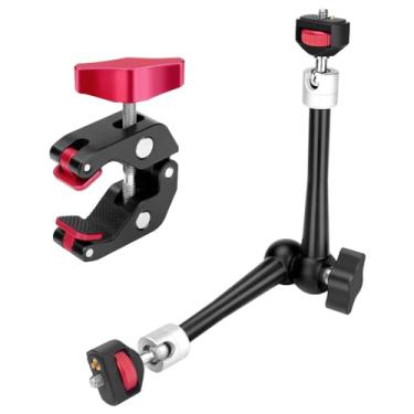 Imagem de Hemmotop Suporte para câmera Magic Arm Braço articulado ajustável de 28 cm com super grampo, com almofada rotativa de dois fios de 1/10.2 cm e um de 3/20.3 cm, para monitor LCD/luz LED/equipamento de