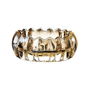 Imagem de MAGCOLOR Tigela de vidro decorativa em forma de flor de lótus redonda exclusiva dourada para decoração de escritório em casa, tigela de cristal decorativa para mesa de centro de mesa - 13 cm de