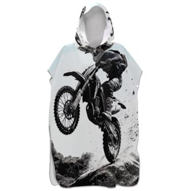 Imagem de Joisal Poncho de surfe para adultos trocador de roupa de praia toalhas com capuz reutilizáveis homens mulheres poncho com capuz Dirt Bike Jump