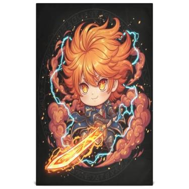 Imagem de Joisal Toalhas de chá de mão fofas laranja bonito guerreiro desenhos animados panos de prato para cozinha panos decorativos de lavar louça finos secagem rápida 45 x 71 cm, 4 pacotes