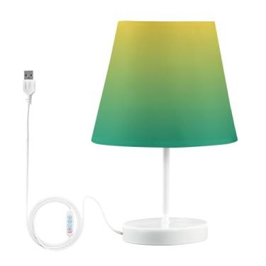 Imagem de Joisal Abajur de mesa exclusivo verde gradiente com abajur de linho para sala de estar, mesa