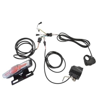 Imagem de Conjunto de Farol e Lanterna Traseira para Bicicleta com Sinalizadores Kits Buzina Luz Frontal Elétrica Visibilidade 24-48V
