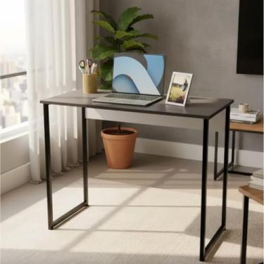 Imagem de Escrivaninha Industrial Dobrável ou Fixa para Home Office, Mesa de Computador Compacta(Cinza - fixa)