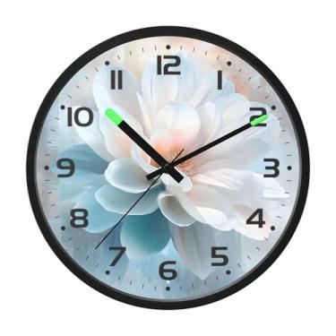 Imagem de SEHANY Herb Wildflower Relógio de parede silencioso sem tique-taque relógio redondo operado por bateria 30 cm controle de som luz noturna relógios de parede para sala de estar, cozinha, quarto