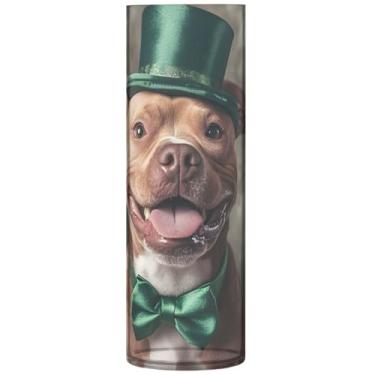 Imagem de Vaso redondo de plástico engraçado com estampa de cachorro fofo, vaso cilíndrico, floral, moderno, decorações, 30 x 9,9 cm