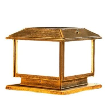 Imagem de CMOLVUR Lâmpada de coluna solar IP65 Luzes de pilar à prova d'água e à prova de chuva Estilo Industrial Retro Estigma Lanterna Metal Alumínio Vidro Temperado Luz de rua para Villa Pátio Parque L