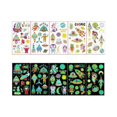 Imagem de Tatuagens Temporárias Brilhantes De Sereia, Unicórnio E Borboleta 5pcs