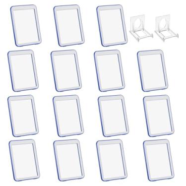 Imagem de PATIKIL Porta-crachá com janelas de dupla face, 15 peças de capa protetora para cartão de identificação, porta-chaves, estojo rígido vertical com suporte de exibição para licenças de crédito de