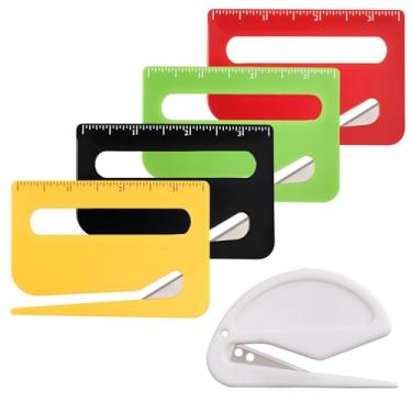 Imagem de GOLD DEER Pacote com 5 abridores de cartas com lâmina de barbear oculta de segurança e ponta de guia, abridor de envelope, cortador de correio para trabalhadores de escritório, estudantes de