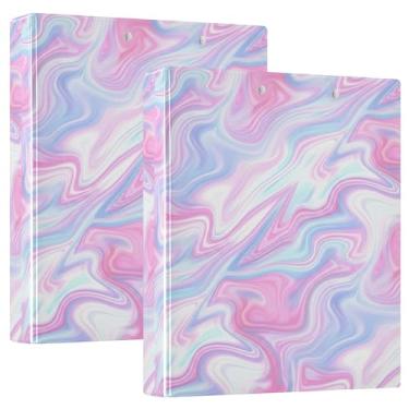 Imagem de Dreamy Swirl Pink 3 anéis fichários de 3 cm comporta 200 folhas fofas pastas de caderno anel redondo fichário de escritório, 31,5 x 27 x 6 cm, pacote com 2