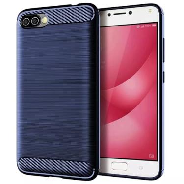 Imagem de Capa Case Para Asus Zenfone 4 Max (ZC554KL) (Tela 5.5) Carbon Fiber Leve Fina Maleável (Azul)