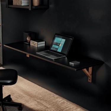 Imagem de Mesa Suspensa 1,20m Mdf Home Office Escrivaninha Computador Quarto Escritorio Moderna (Mesa Preta,1,20m)