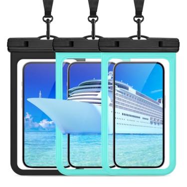 Imagem de 2024 Pacote com 3 bolsas de telefone à prova d'água, bolsa seca essencial de navio de cruzeiro para férias, praia, viagem, caiaque, acessórios, capa de telefone para iPhone 15 14 13 12 Plus Pro Max