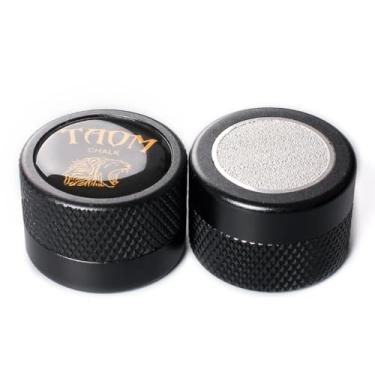 Imagem de YEUEK TAOM Suporte de giz de piscina em formato redondo prático acessórios de bilhar mini estojo magnético com ponta de giz recipiente caixa redonda de bilhar, ferramenta de ponta de taco modelador