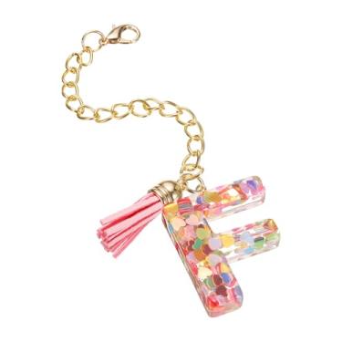 Imagem de Acessórios de pingente de letra para copo de copo nome ID letra inicial alfabeto pingente copo de água corrente para identificação do cabo, multicolorido (letra F), 4, Metal, Sem Pedra Preciosa