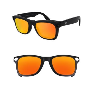 Imagem de HILEEN Clipe de montagem externo polarizado para Ray-Ban Meta Wayfarer RW4006 e Gen 2 RW4012 50-22 para homens e mulheres, proteção UV, vermelho