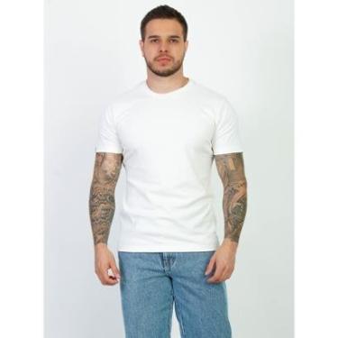 Imagem de Camiseta Slim Fit Branca Masculina Suedine Malha Egipcia-Masculino