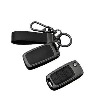 Imagem de Capa de liga de couro para chave remota de carro, compatível com vw polo tiguan passat b5 b6 b7 golf 4 5 6 mk6 jetta lavida, acessórios(A-black ring)