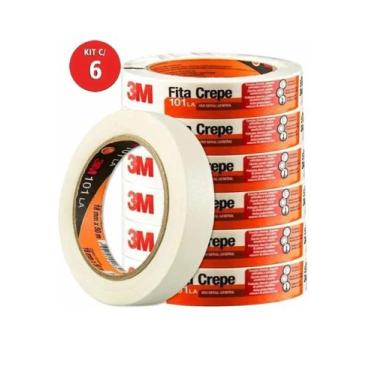 Imagem de Kit C/ 6 Fita Crepe Uso Geral 101LA 18mm x 50 metros 3m