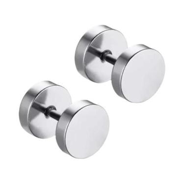 Imagem de 1 par de brincos redondos de aço inoxidável para homens e mulheres, nã