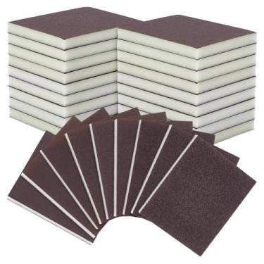 Imagem de BENECREAT 18 peças de esponja de lixa marrom e esponja, blocos de lixa 9Styles com design flexível de autolimpeza para drywall automotivo de madeira multisuperfície (12 x 9,8 x 1,2 cm)