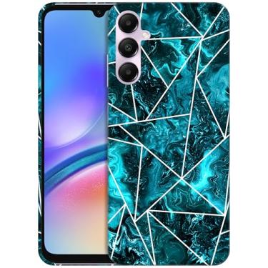 Imagem de GlamCase - Capa com suporte impresso em mármore geométrico azul-petróleo para A05s