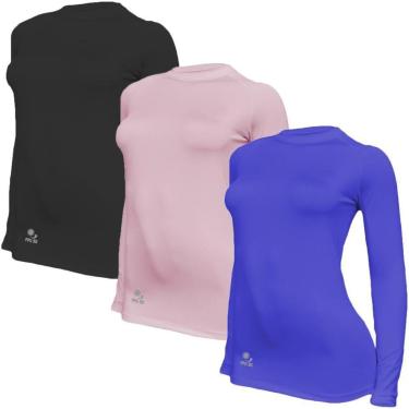 Imagem de Camiseta Térmica Feminina Proteção Solar Manga Longa KIT 3-Feminino