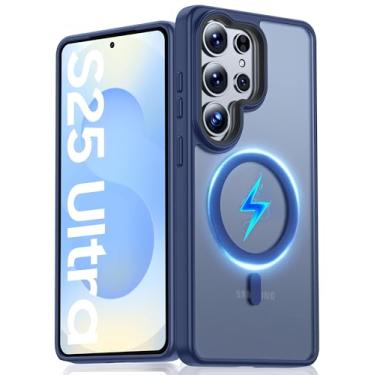 Imagem de Vizvera Capa para Samsung Galaxy S25 Ultra, [potência magnética][proteção contra quedas de grau militar] [borda levantada] capa fina à prova de choque para Galaxy S25 Ultra 6,9 polegadas, azul