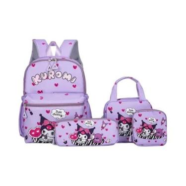 Imagem de Conjunto De Mochila Kuromi Hello Kitty 4 Peças Mochila Estojo De Lápis