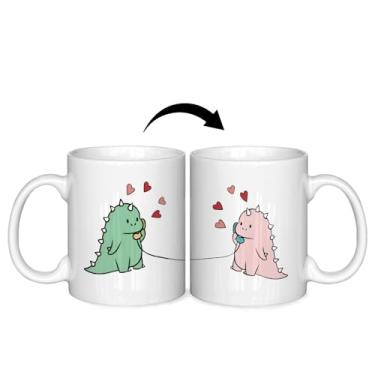Imagem de ignytiger Caneca de dinossauro dos namorados, canecas de café de dinossauro para mulheres, canecas de café de dinossauro para o dia dos namorados, presentes para ela, caneca de café de cerâmica dos