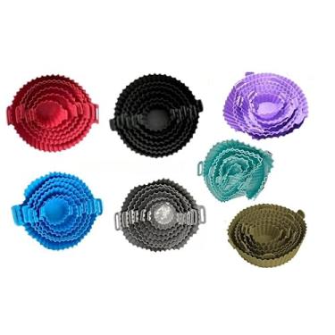 Imagem de Kit 6 Formas de Silicone para Air Fryer | Antiaderente, Reutilizável | Até 230°C | Forno, Micro-ondas e Lava-louças(Aleatória-KIT 1)