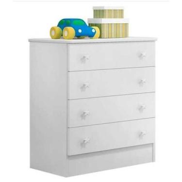 Imagem de Cômoda 4 Gavetas Doce Sonho - Qmovi, Branco/Fucsia