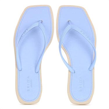 Imagem de Chinelo Brizza Arezzo Bico Quadrado Bicolor Azul Claro e Bege - Feminino-Feminino
