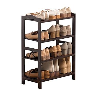 Imagem de Organizador de sapatos rack de armazenamento simples multicamadas tapete de armazenamento empilhável adequado para corredor entrada varanda sapateira marrom (cor: 4camadas, tamanho: 70 cm de largura